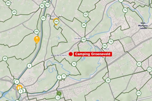 Itinéraires à vélo autour camping Groeneveld - Deinze - Gent
